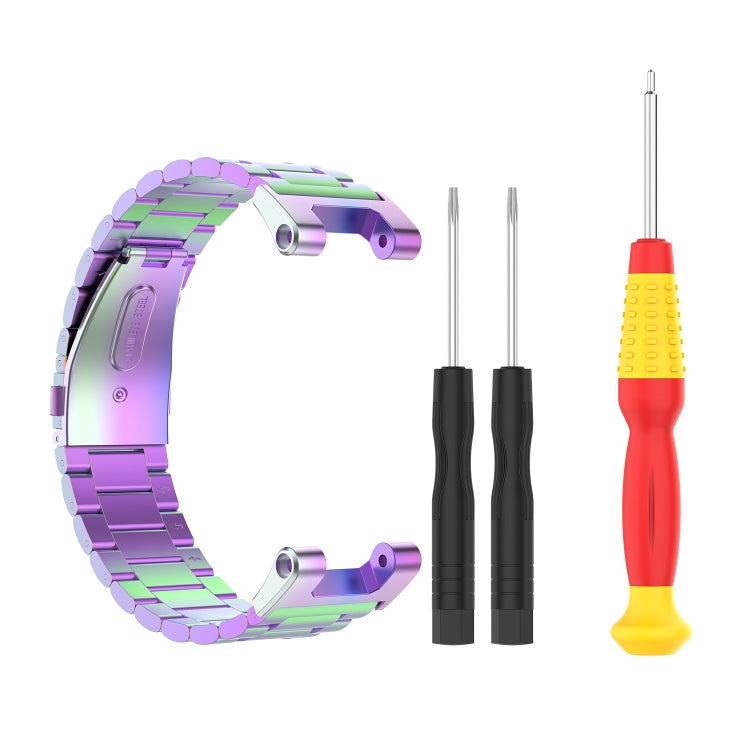 Colorful rainbow stainless steel watch strap with utility knife and bits
