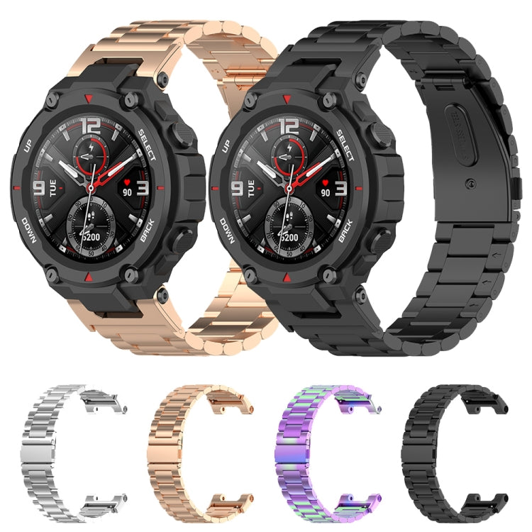 Assorted stainless steel watch straps with two round watch faces