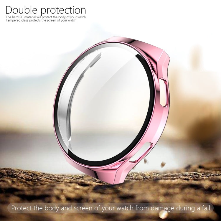 Pink watch screen protector and plated PC case, dual-layer circular design