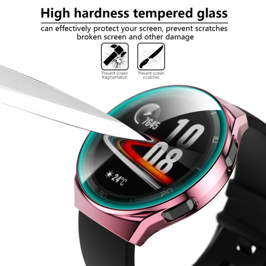 Tempered glass screen protector on a plated watch case with smartwatch display