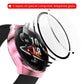 Tempered glass screen protector with 5-layer composite on a plated watch case