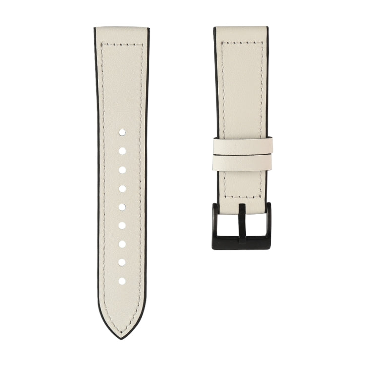 White watchband strap with stitched holes and white buckle clasp