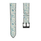 Light blue floral watchband strap with dark buckle clasp