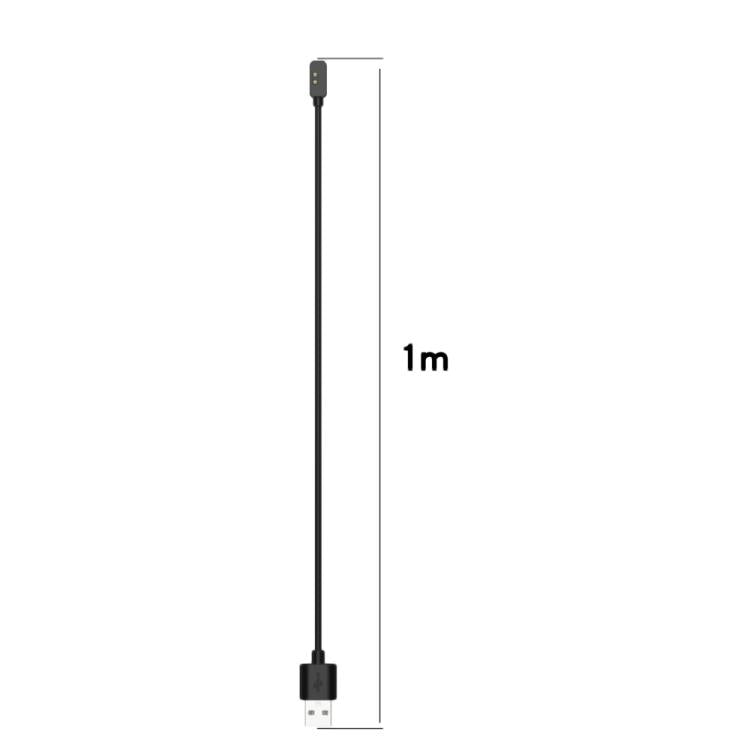 Black xDfind smartwatch charging cable, 1 m long, shown straight with USB-A plug
