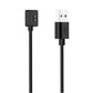Black xDfind charging cable ends, showing the two-pin watch connector and USB-A plug