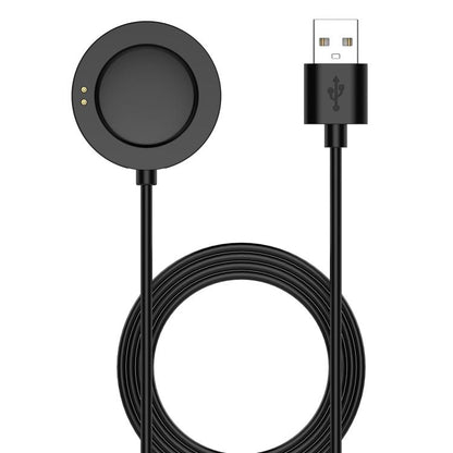 Black magnetic smartwatch charging cable with round charging pad and USB-A plug