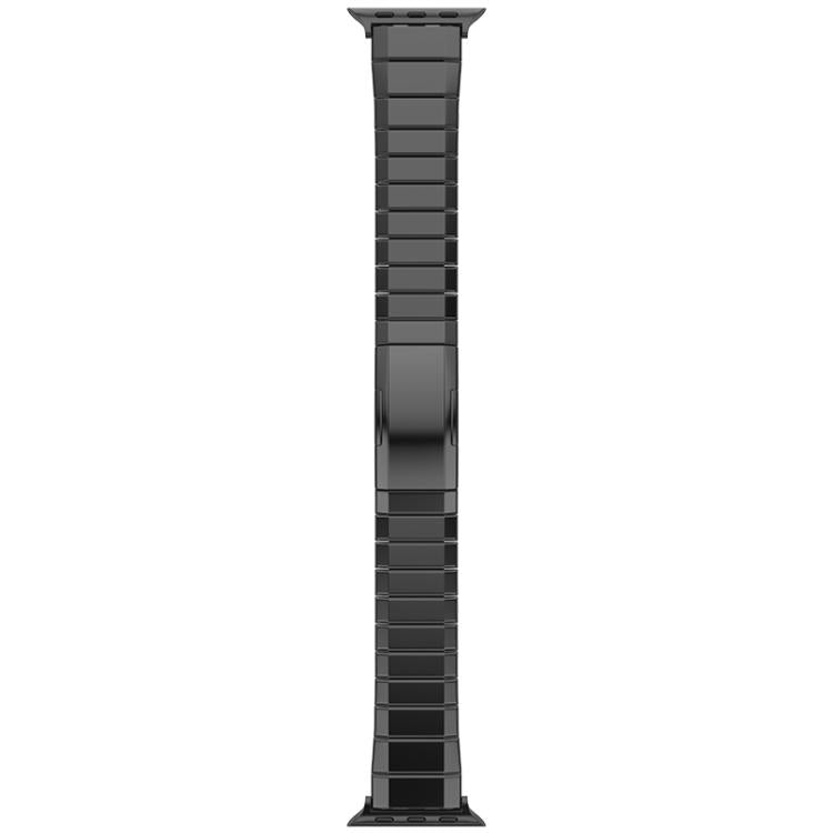 Black titanium link watch band shown straight on