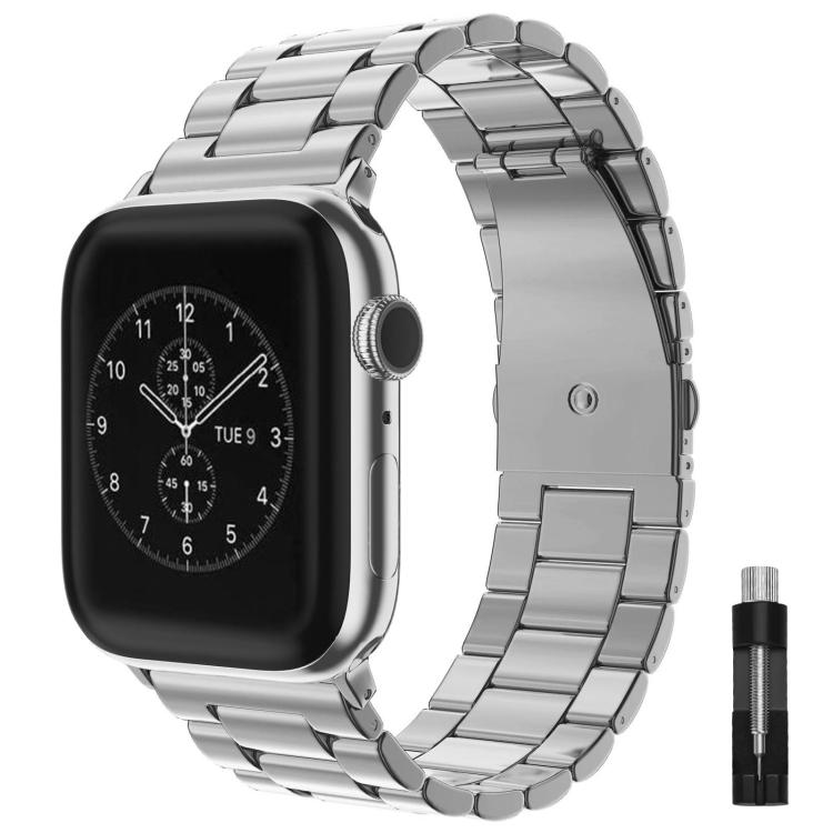 xDfind Three Beads Fold Buckle Stainless Steel Watch Band, For Apple Watch 46mm / 49mm / 45mm / 44mm, For Apple Watch 42mm / 41mm / 40mm / 38mm