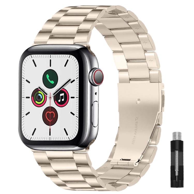 xDfind Three Beads Fold Buckle Stainless Steel Watch Band, For Apple Watch 46mm / 49mm / 45mm / 44mm, For Apple Watch 42mm / 41mm / 40mm / 38mm