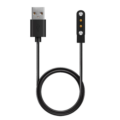Coiled black magnetic smartwatch charging cable with USB-A plug