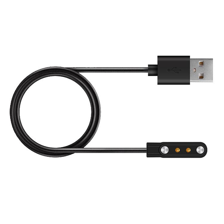 Black charging cable with USB-A plug and magnetic four-contact charging tip
