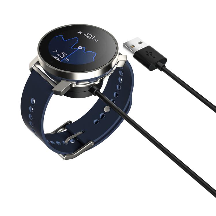 xDfind magnetic charging cable attached to a Suunto sports watch