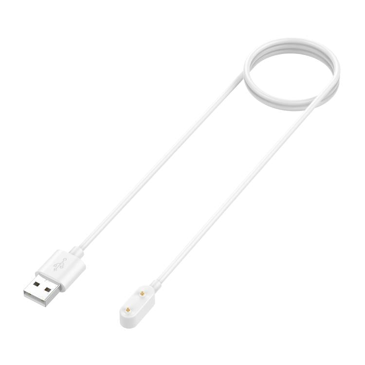 White magnetic USB charging cable with two-pin connector, shown loosely coiled