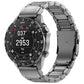 Gray titanium metal watch band with safety clasp, shown on a Garmin watch