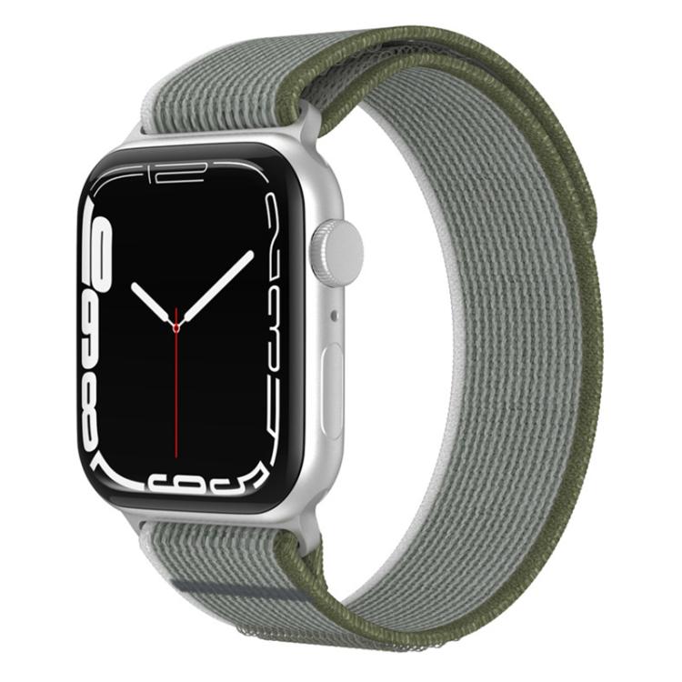 Dual-section gray nylon watch band with dark green trim.