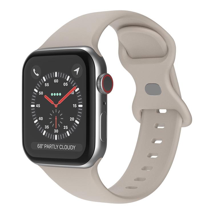 Rock gray silicone Apple Watch band with butterfly buckle