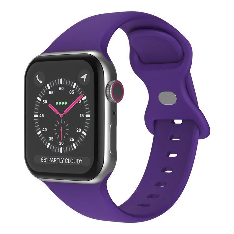 Purple silicone Apple Watch band with butterfly buckle