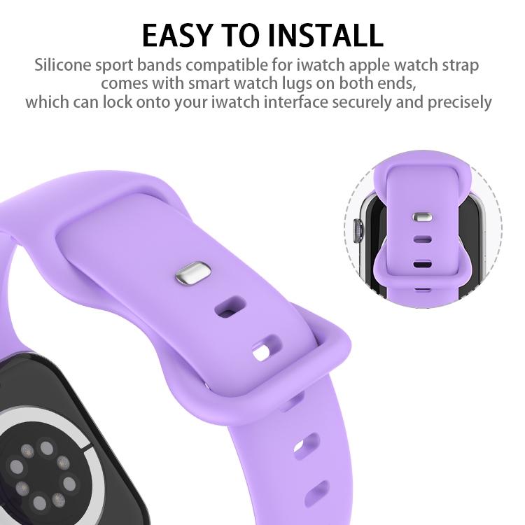 Purple silicone Apple Watch band with metal buckle and adjustable holes