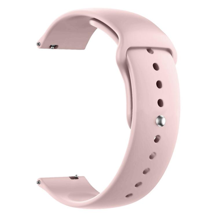 xDfind pale pink silicone watch band with adjustment holes and a metal pin buckle.
