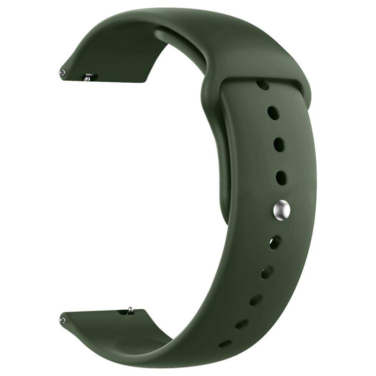 xDfind dark green silicone watch band with perforations and a metal pin buckle.