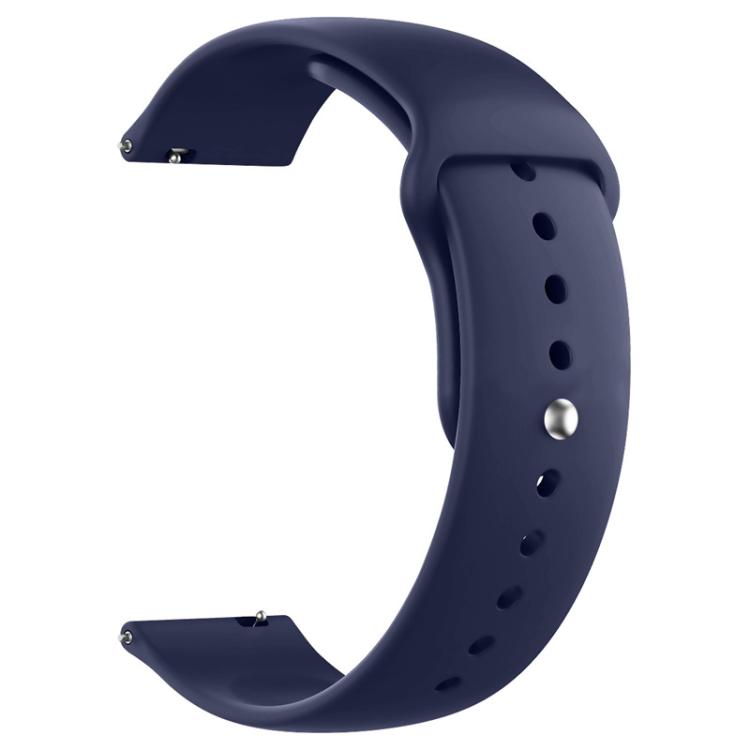Dark navy xDfind silicone watch band with a curved strap and silver pin