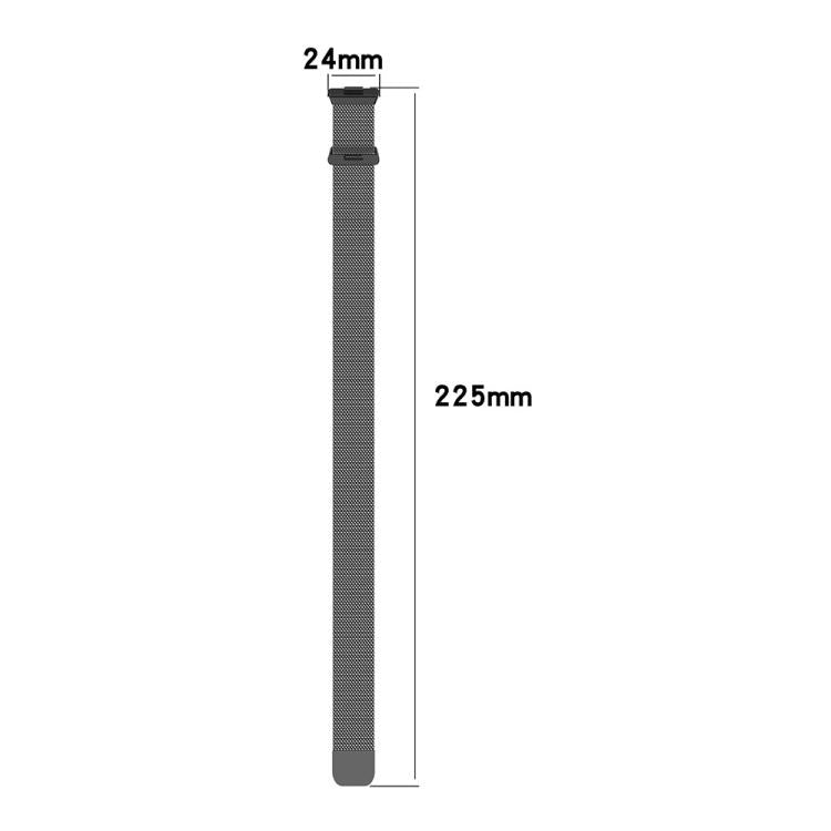 Dark gray Milanese metal watch band, 24 mm wide and 225 mm long