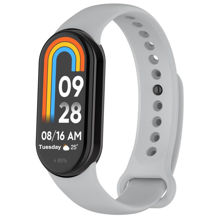 Gray silicone smart band strap with adjustable holes and loop closure