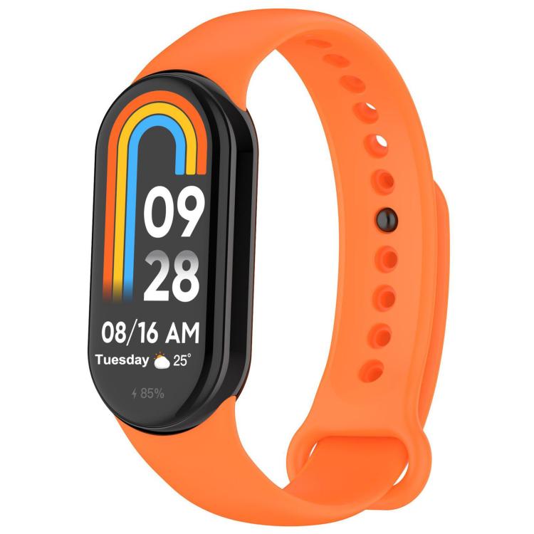 Bright orange silicone smart band strap with adjustable holes and loop closure