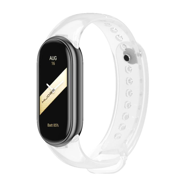 Transparent silicone smart band strap with adjustable holes and loop closure