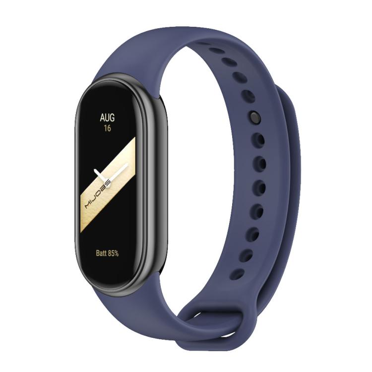 Navy silicone smart band strap with adjustable holes and loop closure