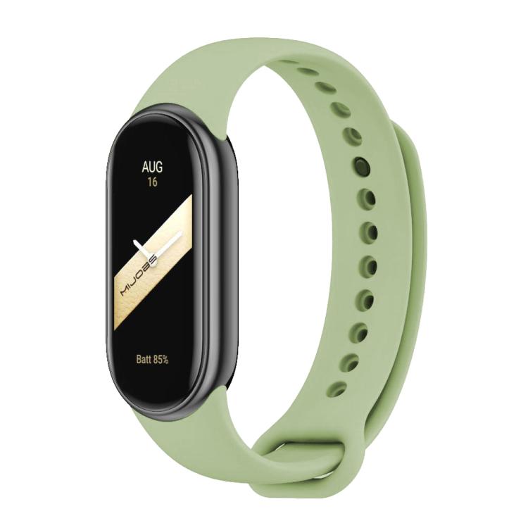 Light green silicone smart band strap with adjustable holes and loop closure