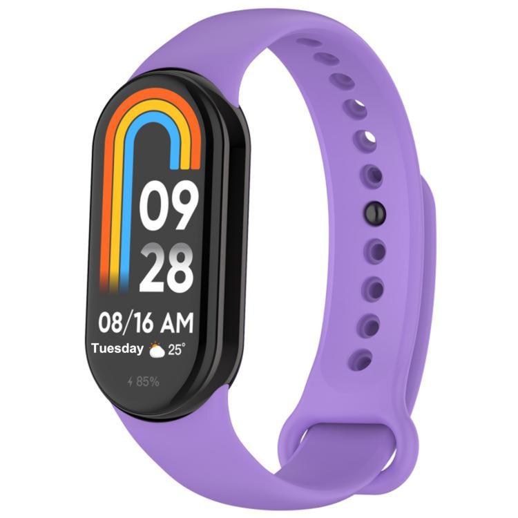 Purple silicone smart band strap with adjustable holes and loop closure