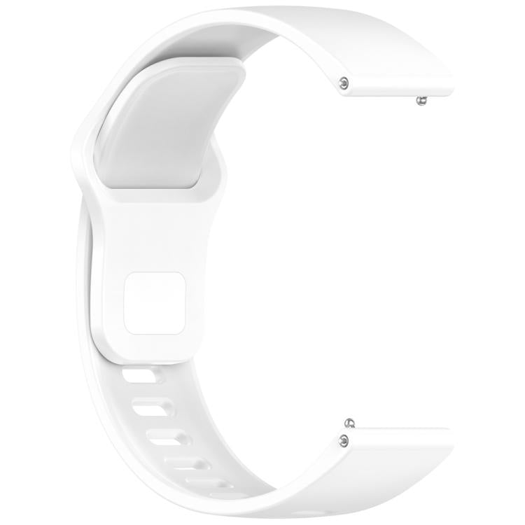 White silicone watch band with reverse buckle, shown from the inside.