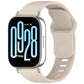 Ivory silicone watch band with reverse buckle, shown on a smartwatch