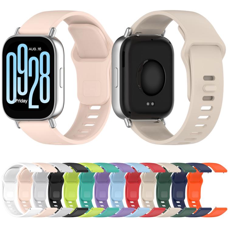 Silicone watch bands in multiple colors, shown from front and back