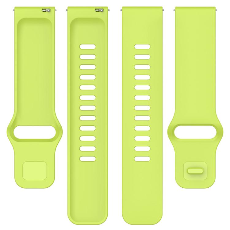 Lemon green silicone watch band shown as four separate strap sections