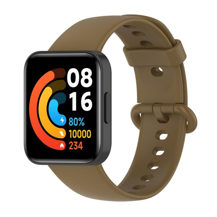 Olive silicone watch band with rectangular smartwatch and matching buckle
