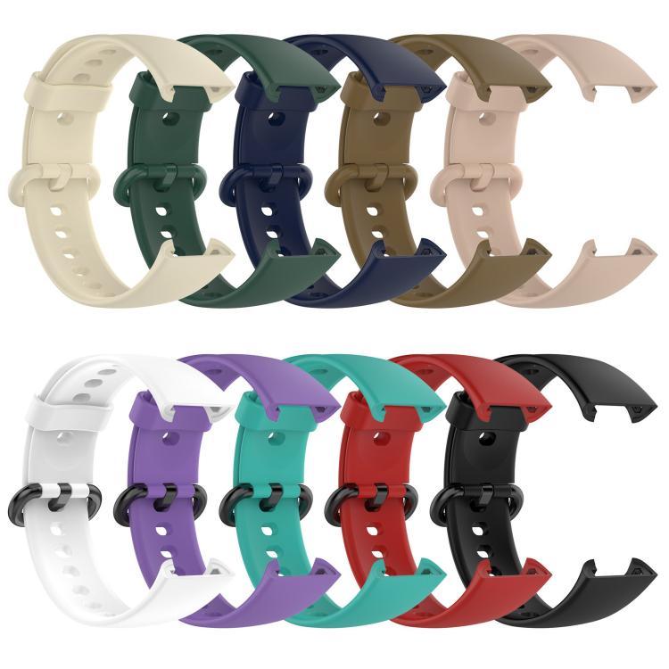 Assorted silicone watch bands in neutral and bright colors, shown in two rows.