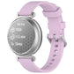 Light purple silicone watch band with silver buckle on a silver Garmin Lily 2 watch.