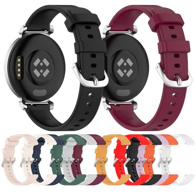 Black and wine red silicone watch bands shown from the back, with assorted colors below.