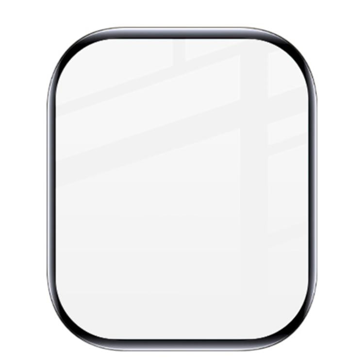 Clear, rounded rectangular watch screen protector with a dark edge