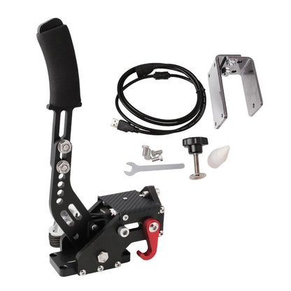 Black USB horizontal drift handbrake lever with bracket and cable for racing game setup
