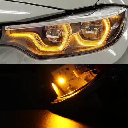 Right LED daytime running light with amber angel eye rings, lens assembly