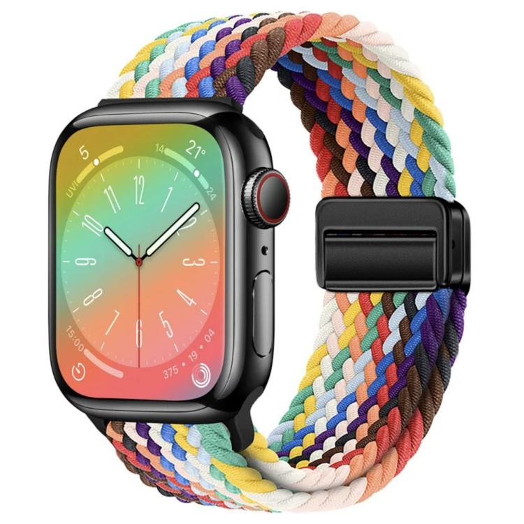 Woven watch band with magnetic buckle in multiple bright colors