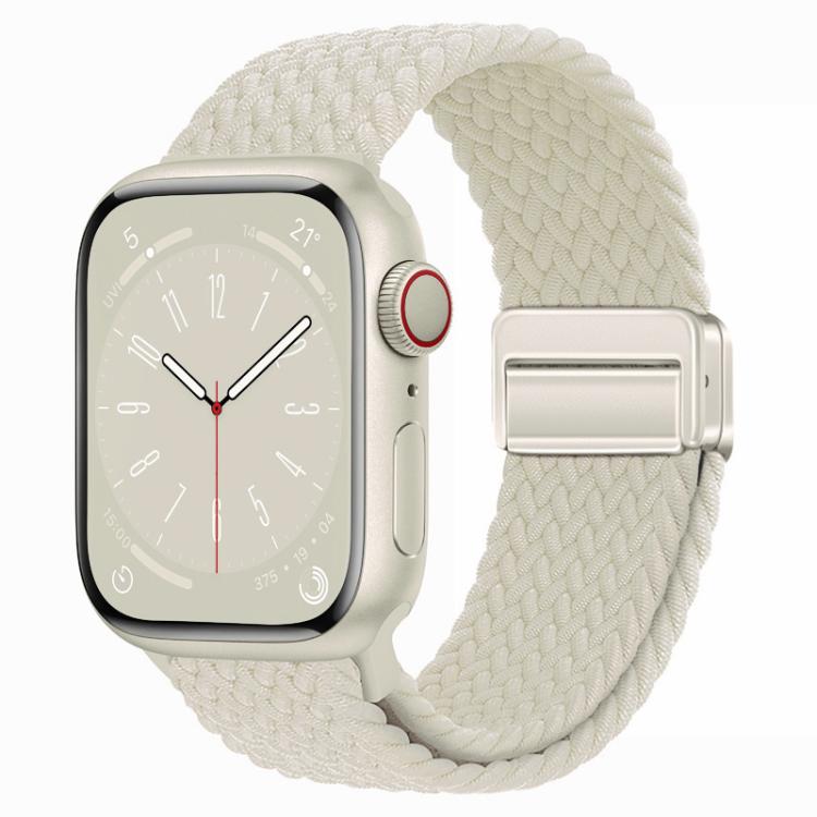 Woven watch band with magnetic buckle in off-white
