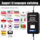 Battery monitor with Konnwei branding and multilingual language switching icons