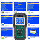 OBD2 scan tool screen showing tool setup, DTC lookup, and print/help icons