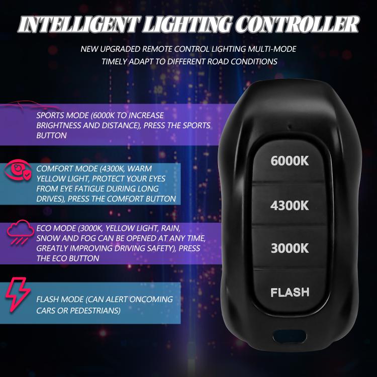 Car LED headlight remote controller with mode buttons for 3000K, 4300K, 6000K
