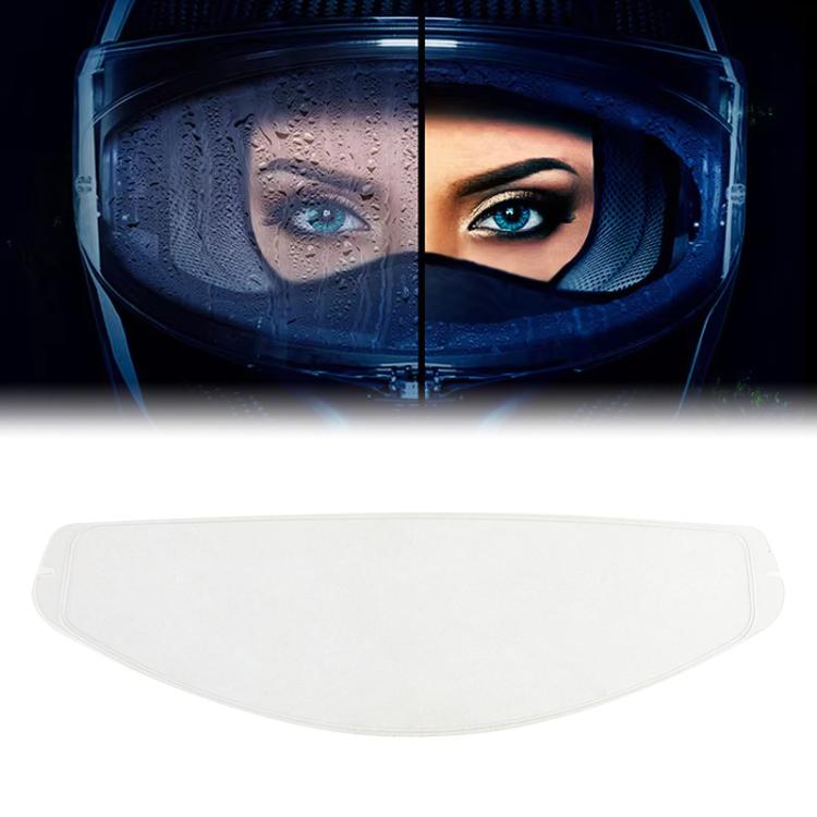 Anti-fog visor lens film, white oval sheet with curved cut edges