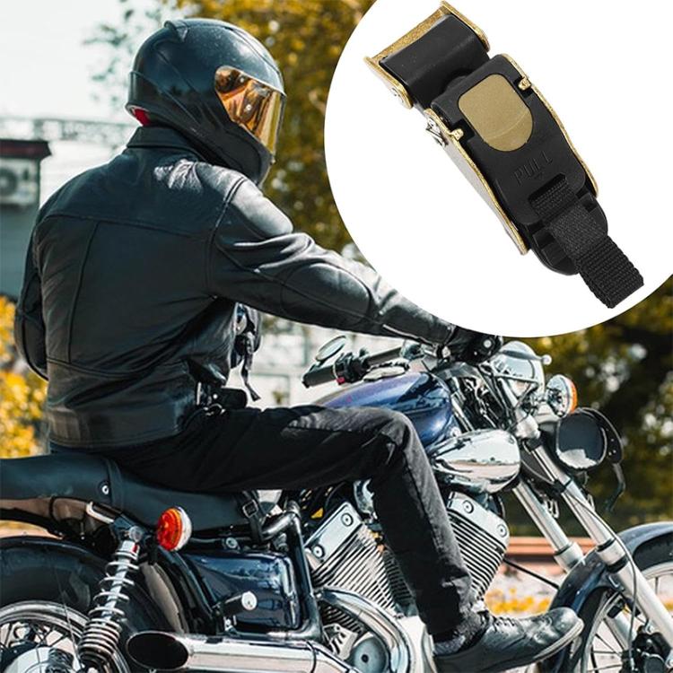 Motorcycle helmet quick-release buckle clip on helmet strap, black with copper buckle